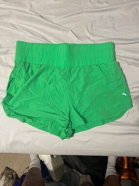 JoyLab Bright Green Smocked-Waist Athletic Shorts
